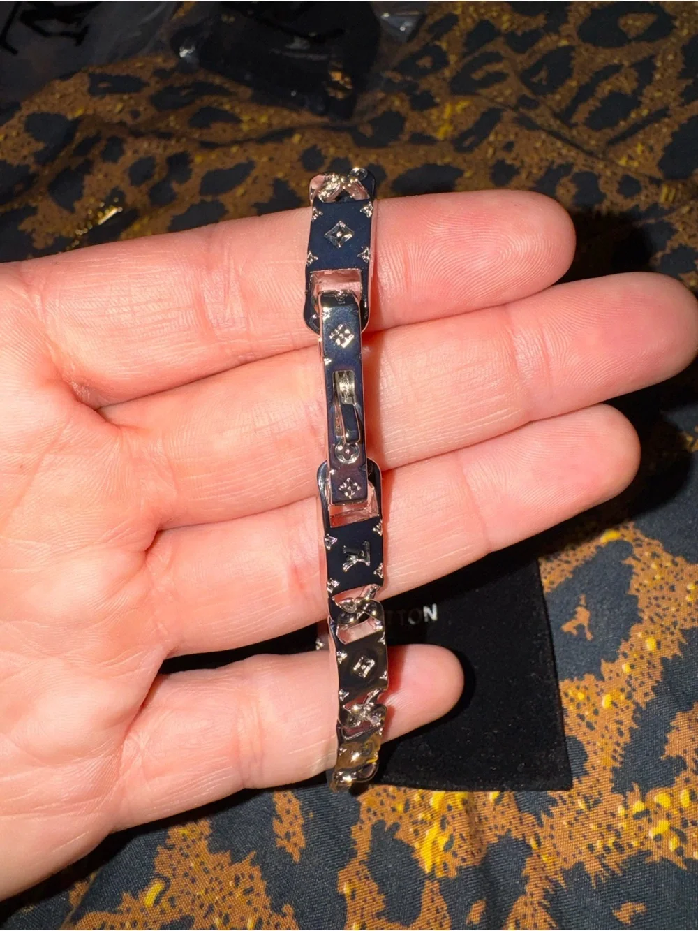 Louis Vuitton Silver Logo Chain Bracelet